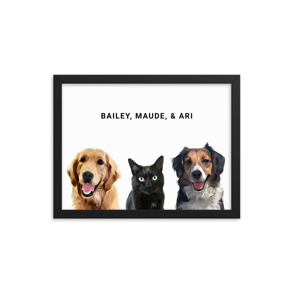 Custom Three Pets Portrait