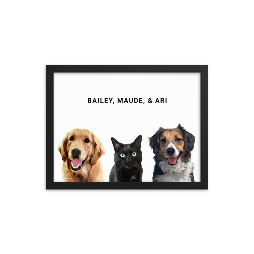 Custom Three Pets Portrait