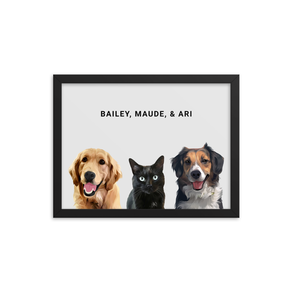 Custom Three Pets Portrait