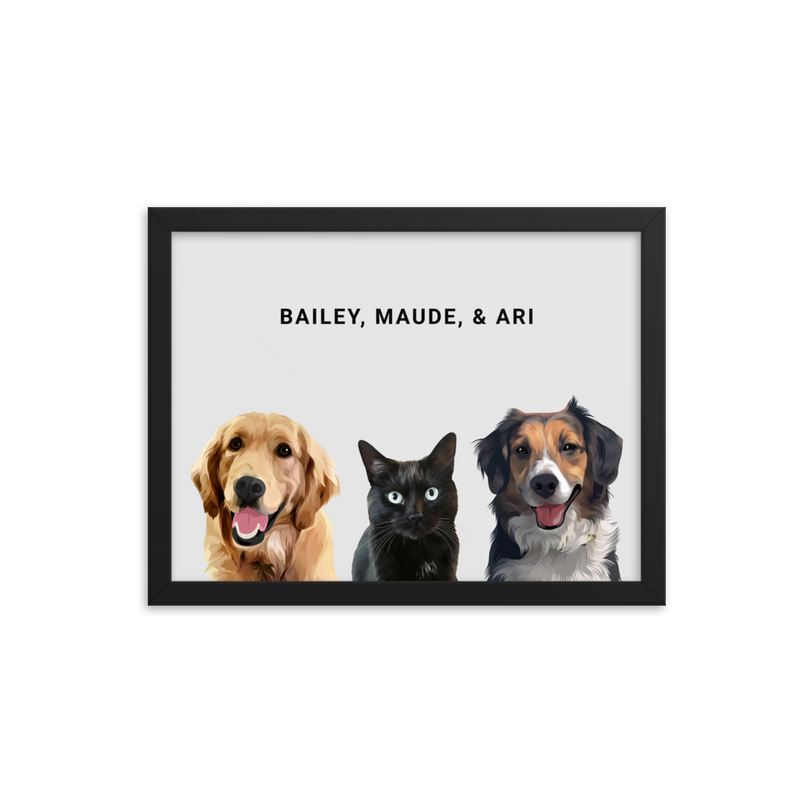 Custom Three Pets Portrait
