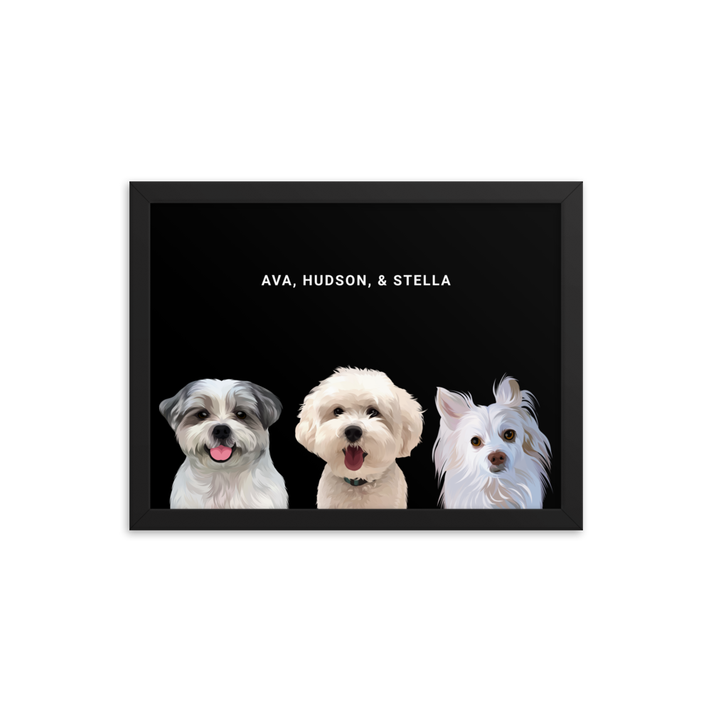 Custom Three Pets Portrait