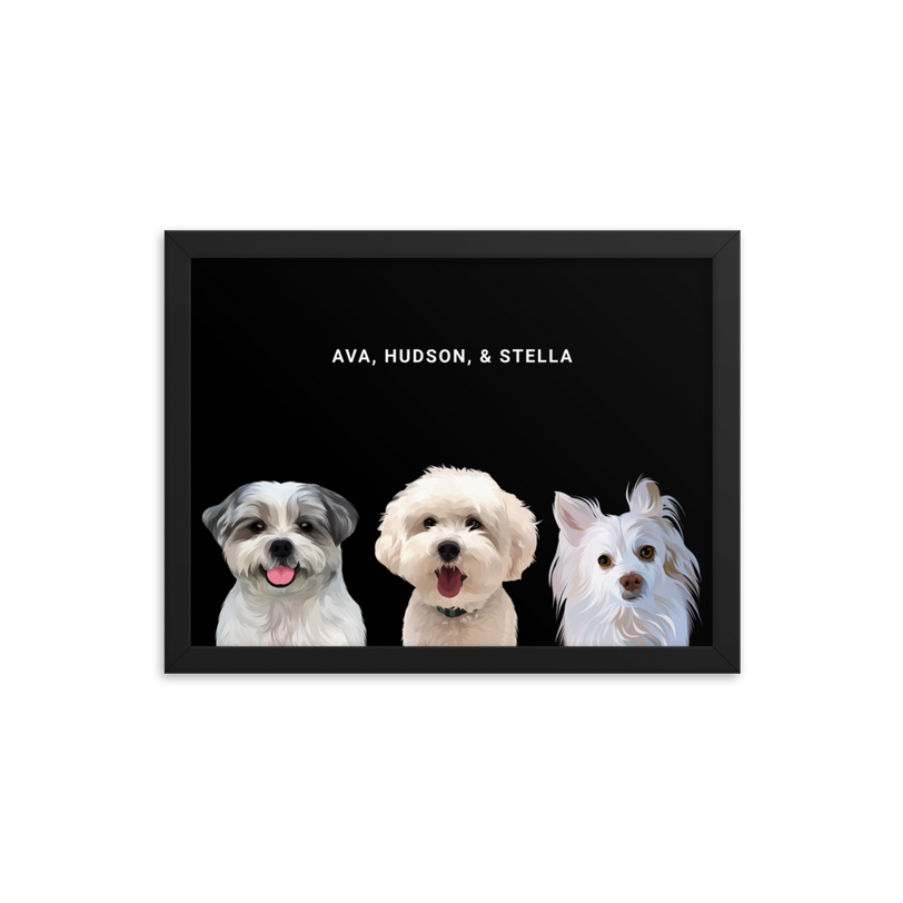 Custom Three Pets Portrait