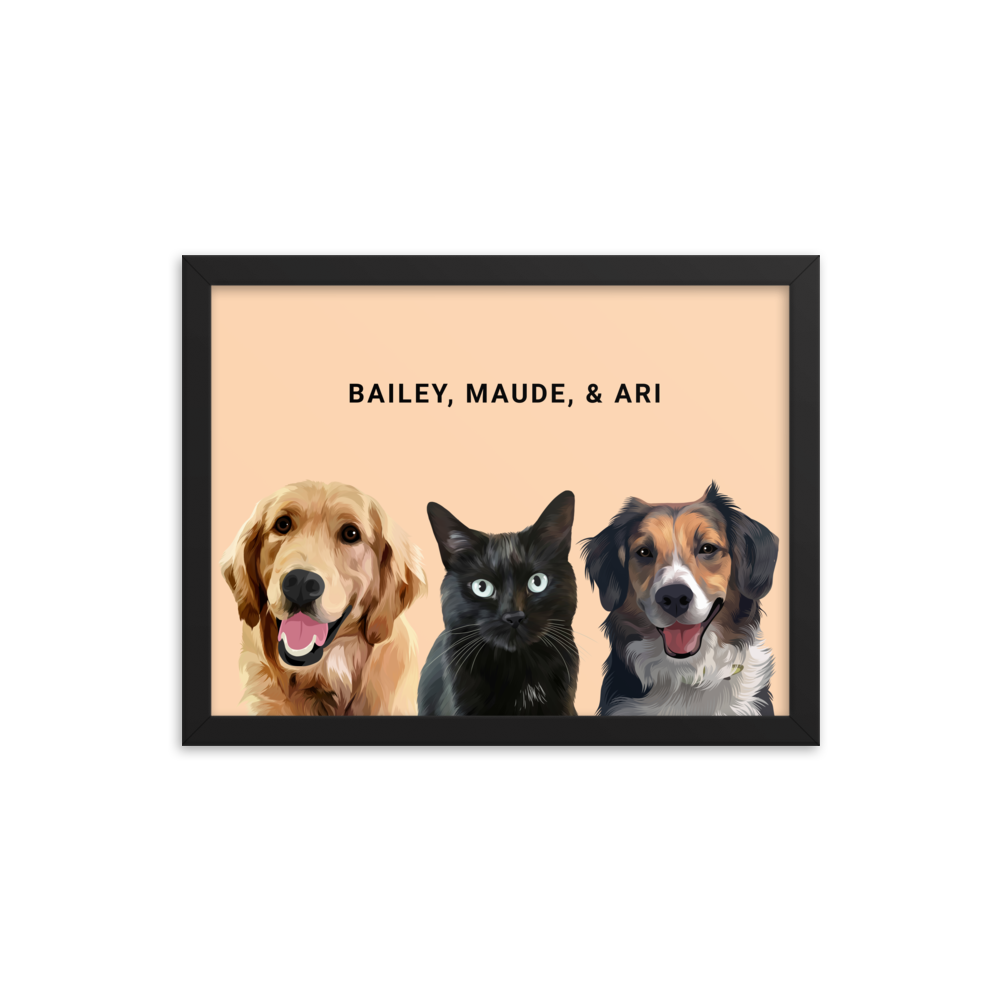 Custom Three Pets Portrait