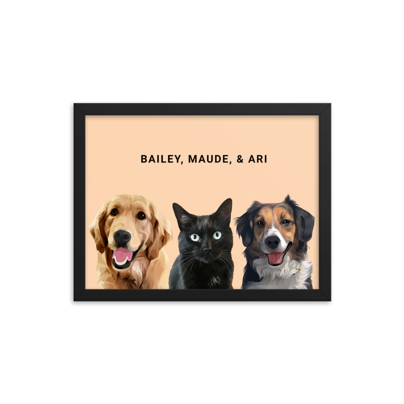 Custom Three Pets Portrait