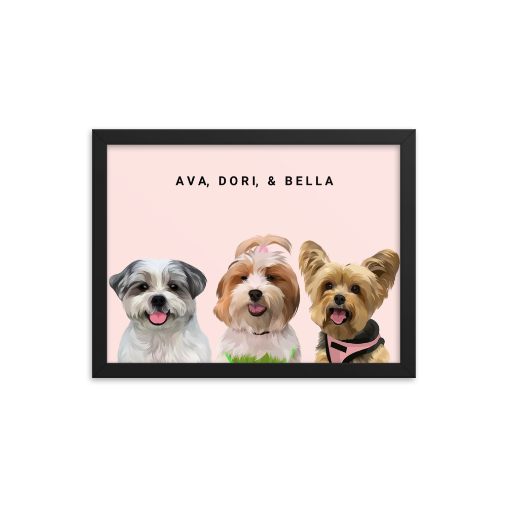 Custom Three Pets Portrait