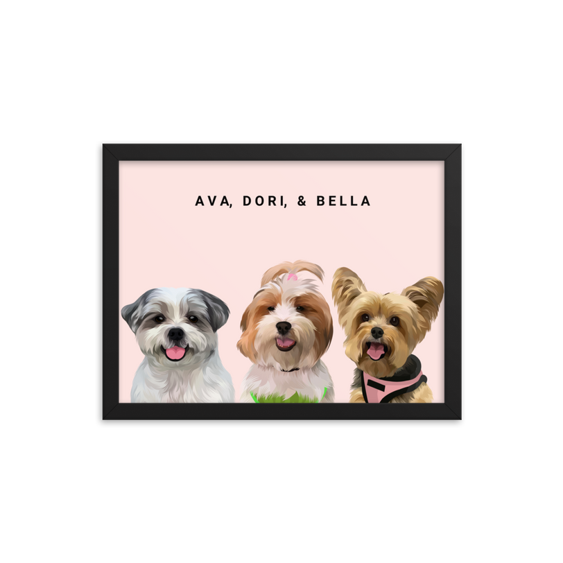 Custom Three Pets Portrait