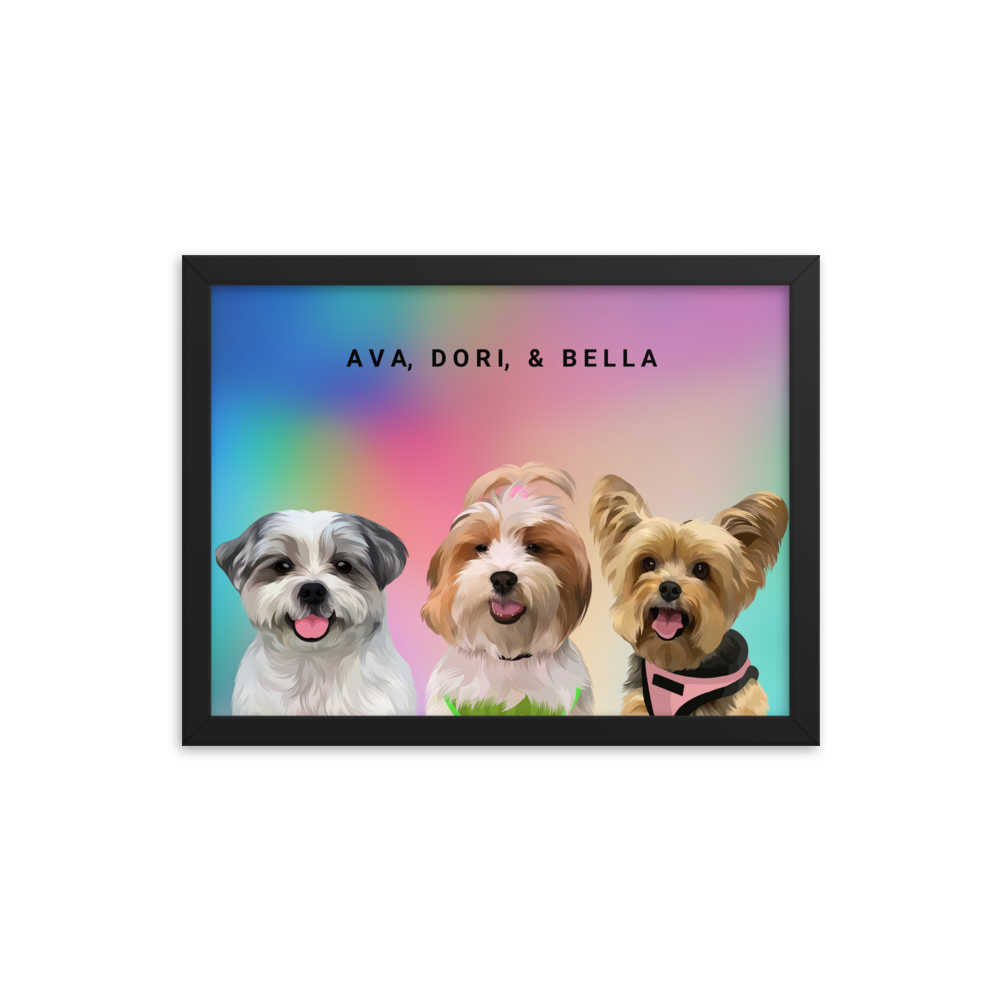 Custom Three Pets Portrait