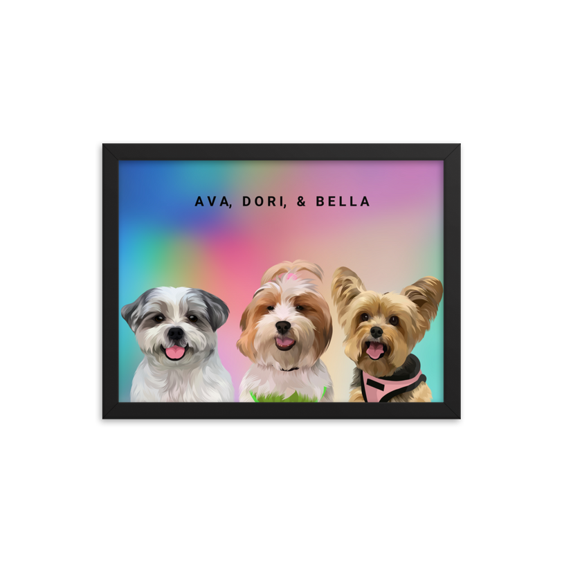 Custom Three Pets Portrait