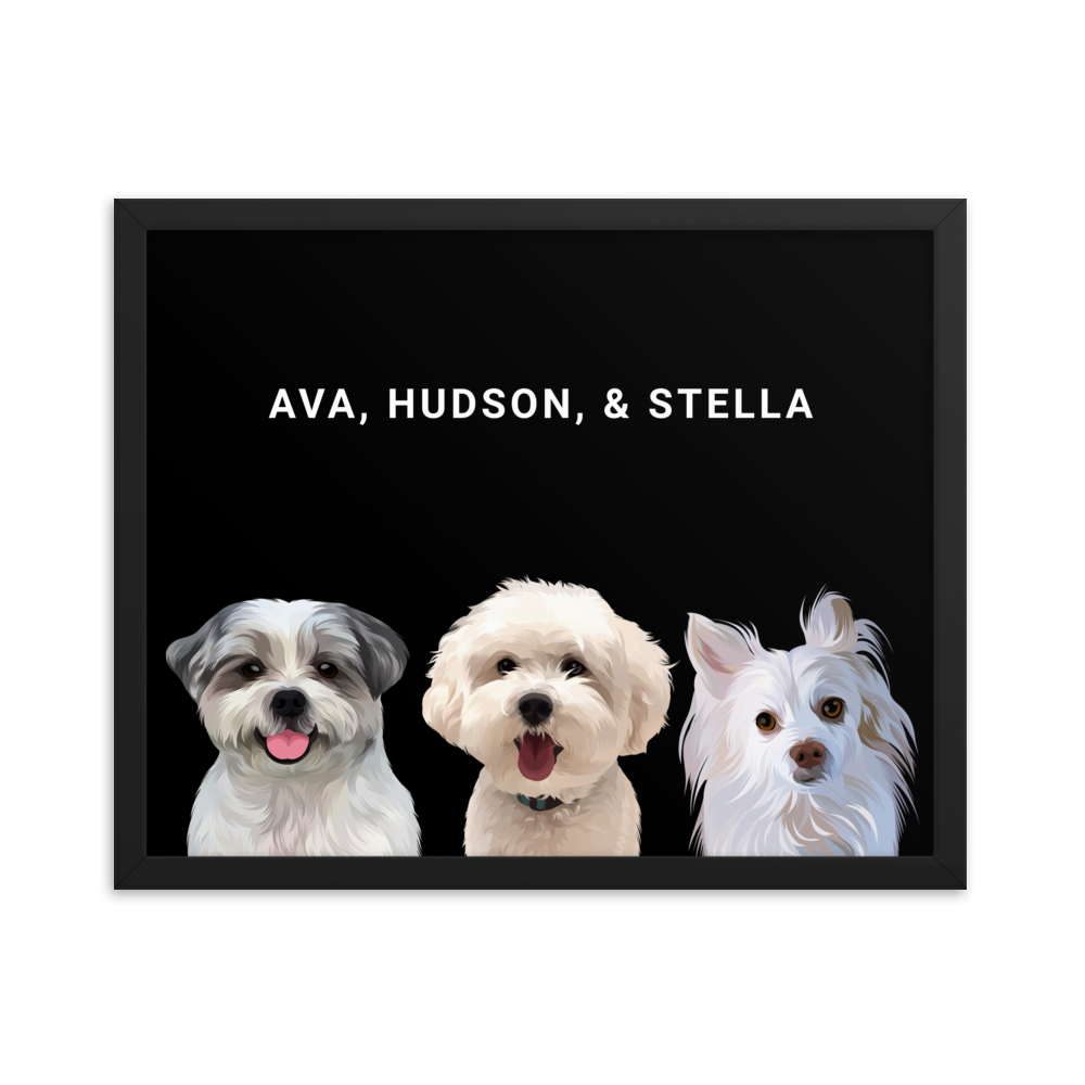 Custom Three Pets Portrait