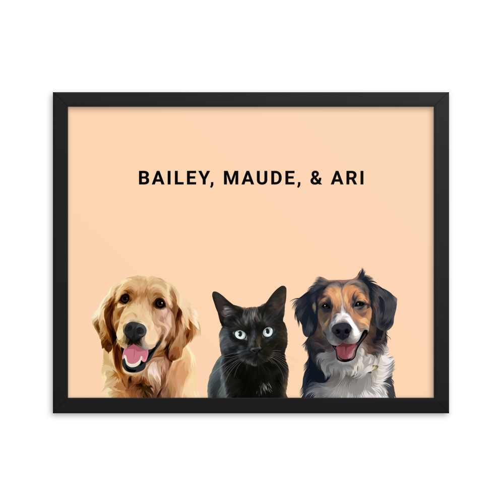 Custom Three Pets Portrait