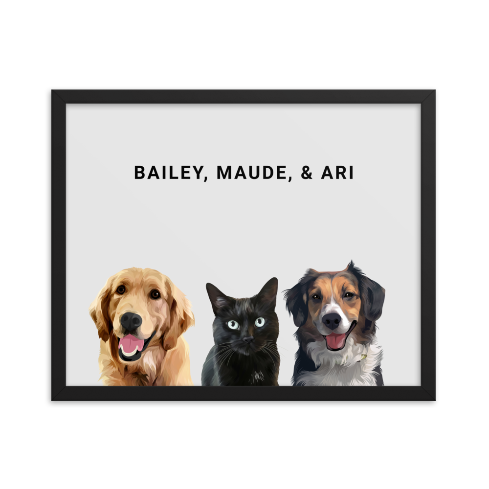 Custom Three Pets Portrait
