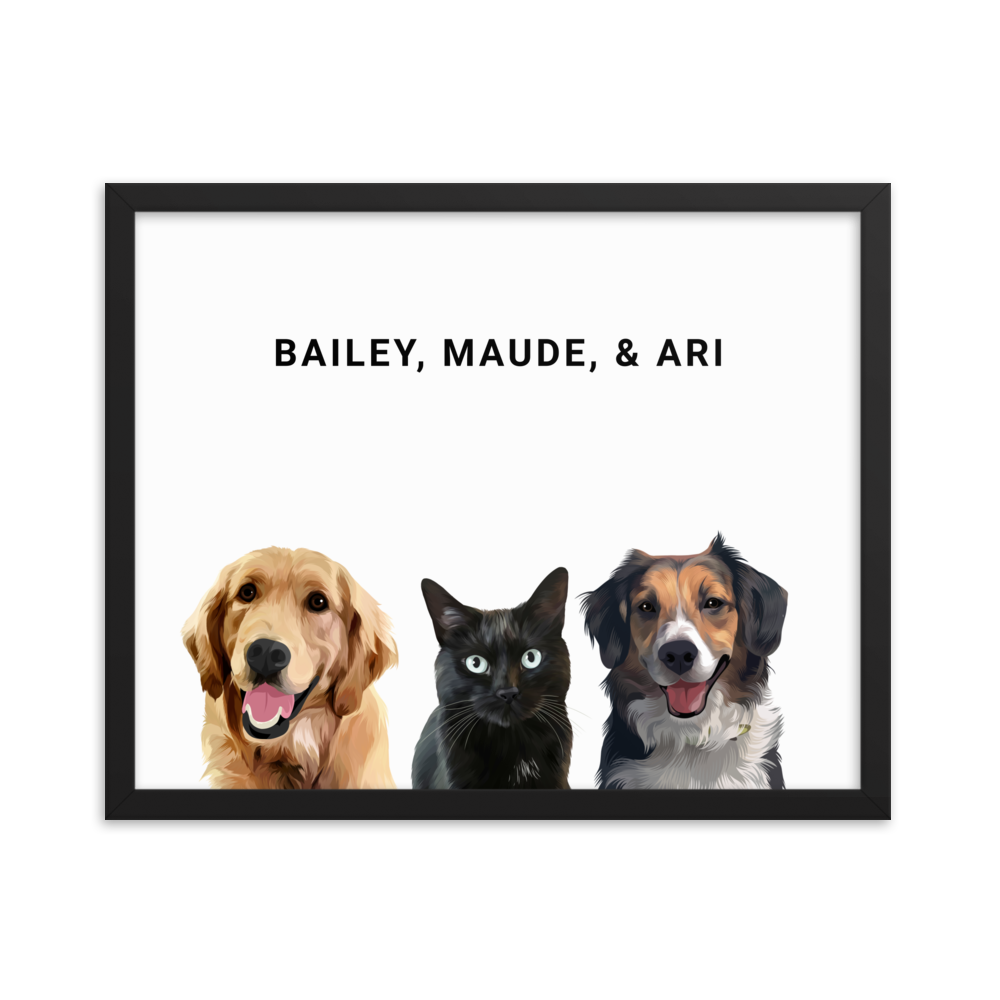 Custom Three Pets Portrait