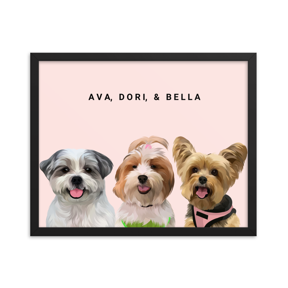 Custom Three Pets Portrait