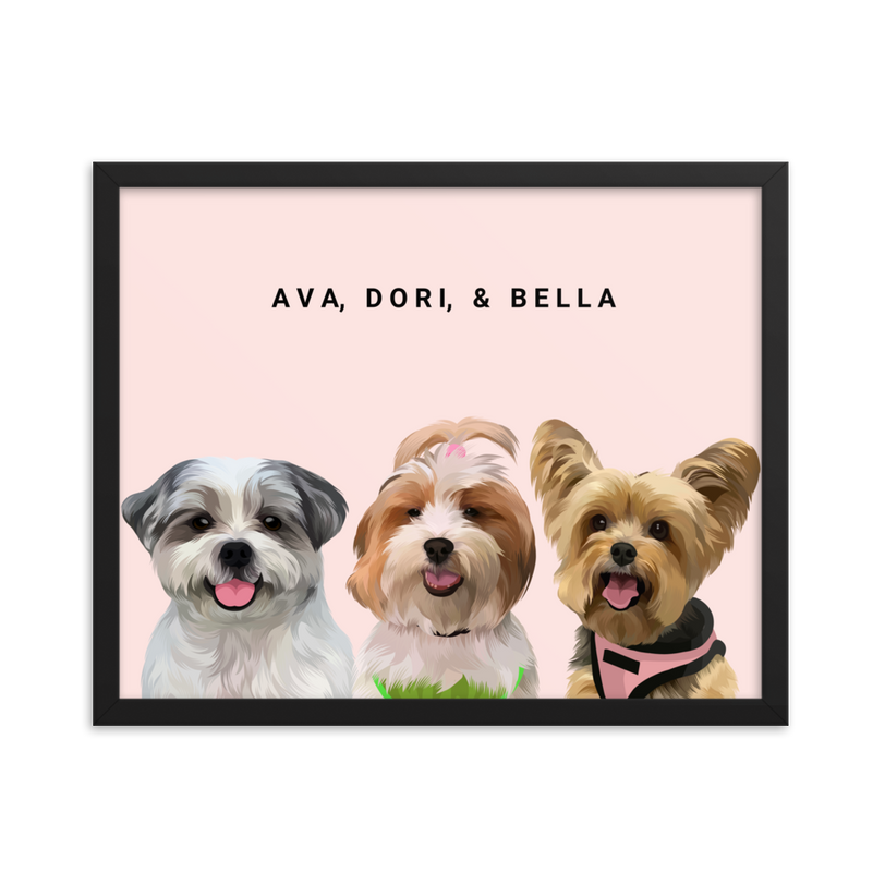 Custom Three Pets Portrait