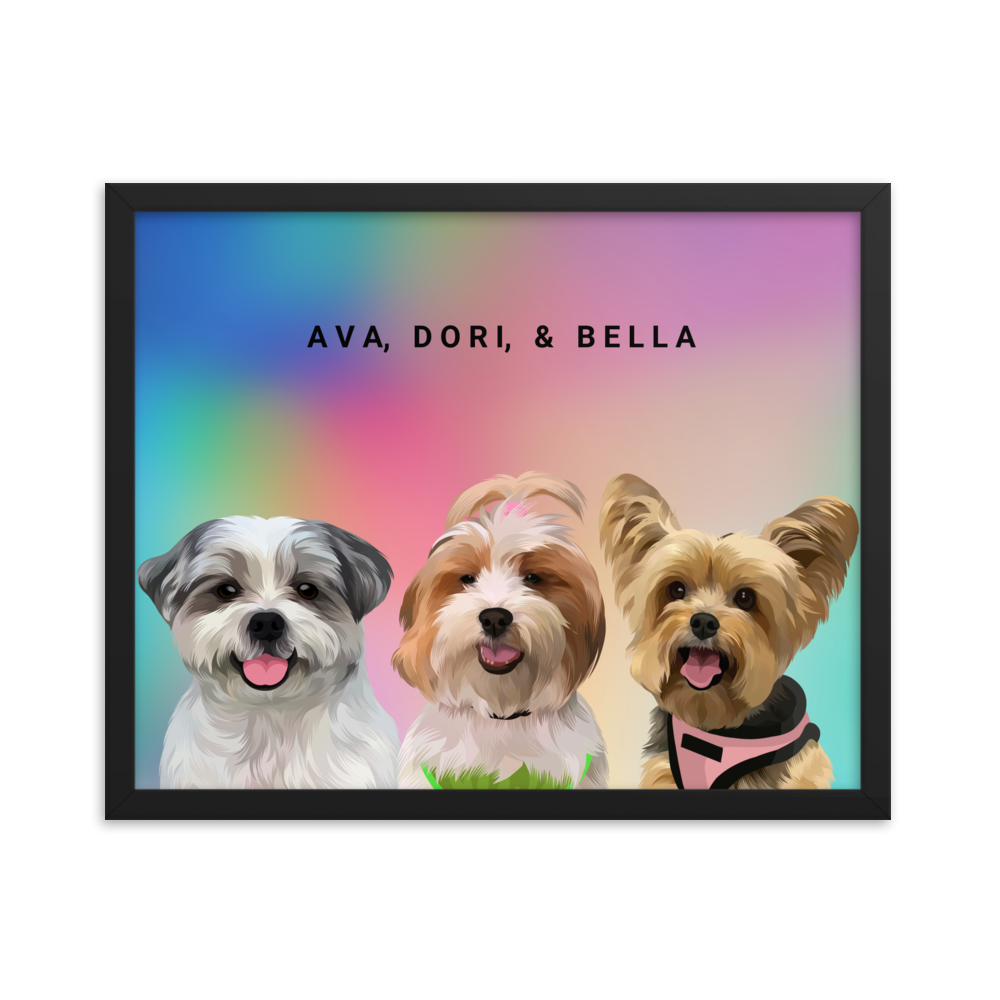 Custom Three Pets Portrait