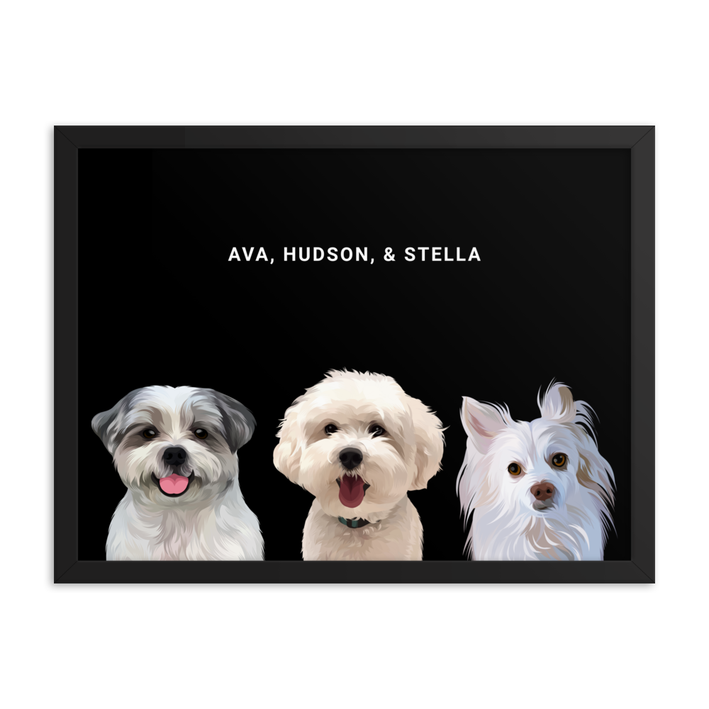Custom Three Pets Portrait