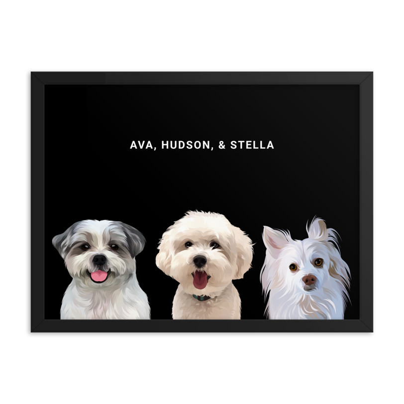 Custom Three Pets Portrait