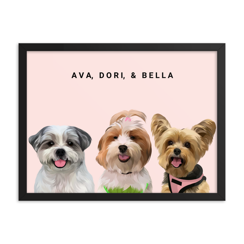 Custom Three Pets Portrait