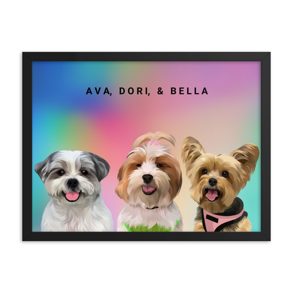 Custom Three Pets Portrait