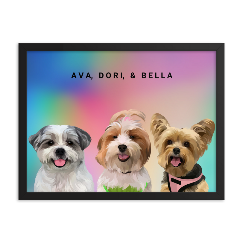 Custom Three Pets Portrait