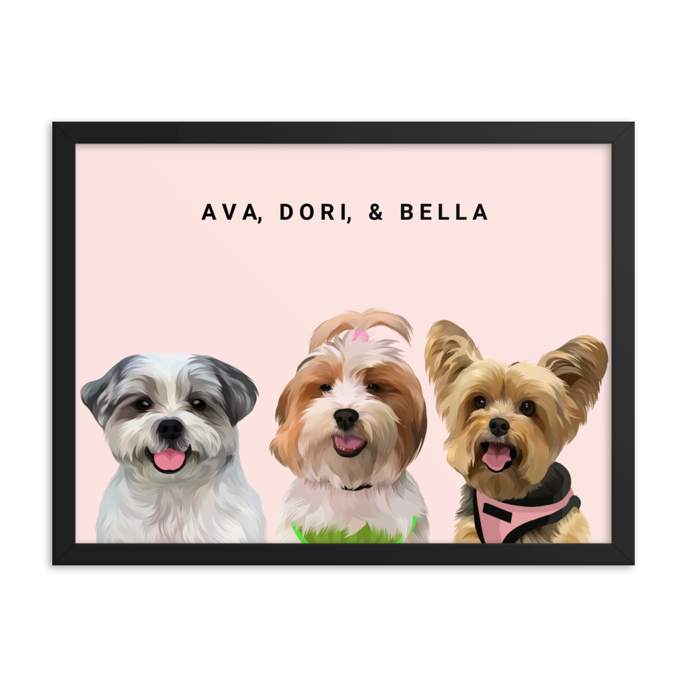 Custom Three Pets Portrait
