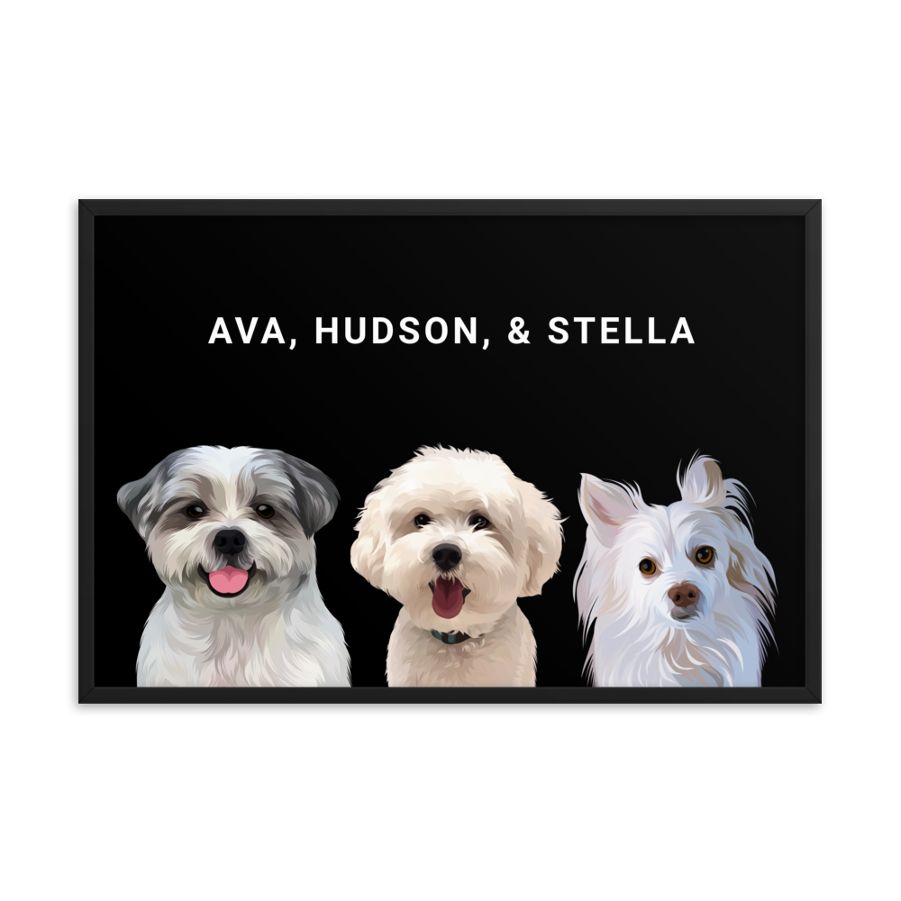 Custom Three Pets Portrait