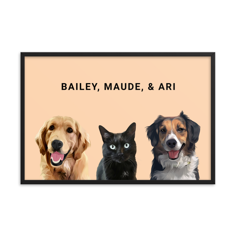 Custom Three Pets Portrait