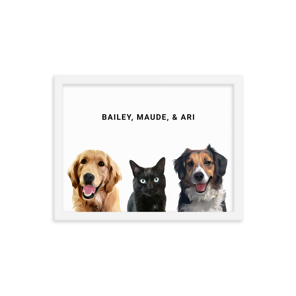 Custom Three Pets Portrait