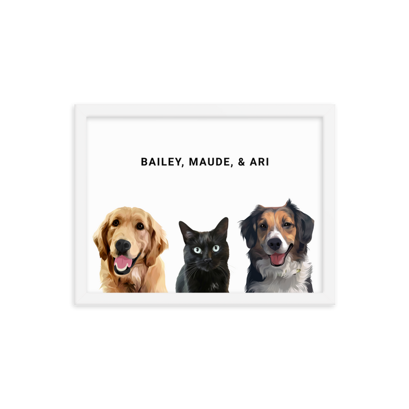 Custom Three Pets Portrait
