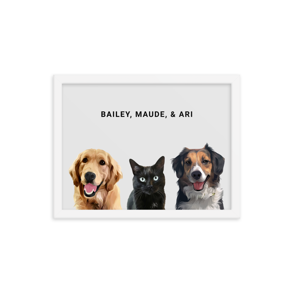 Custom Three Pets Portrait