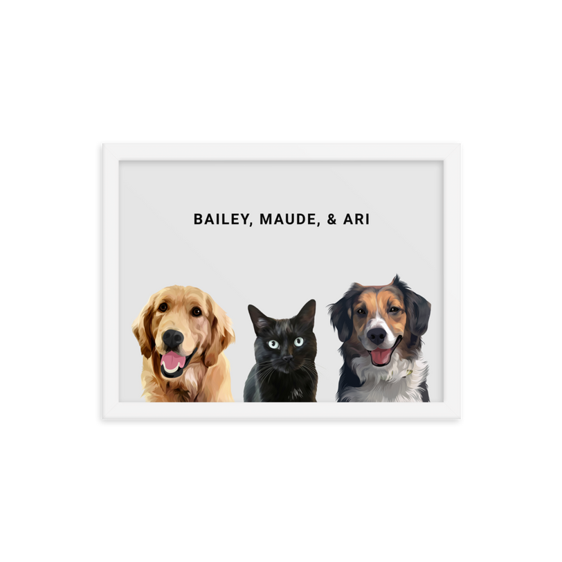 Custom Three Pets Portrait