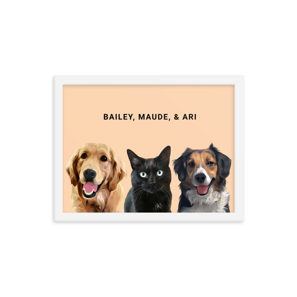 Custom Three Pets Portrait