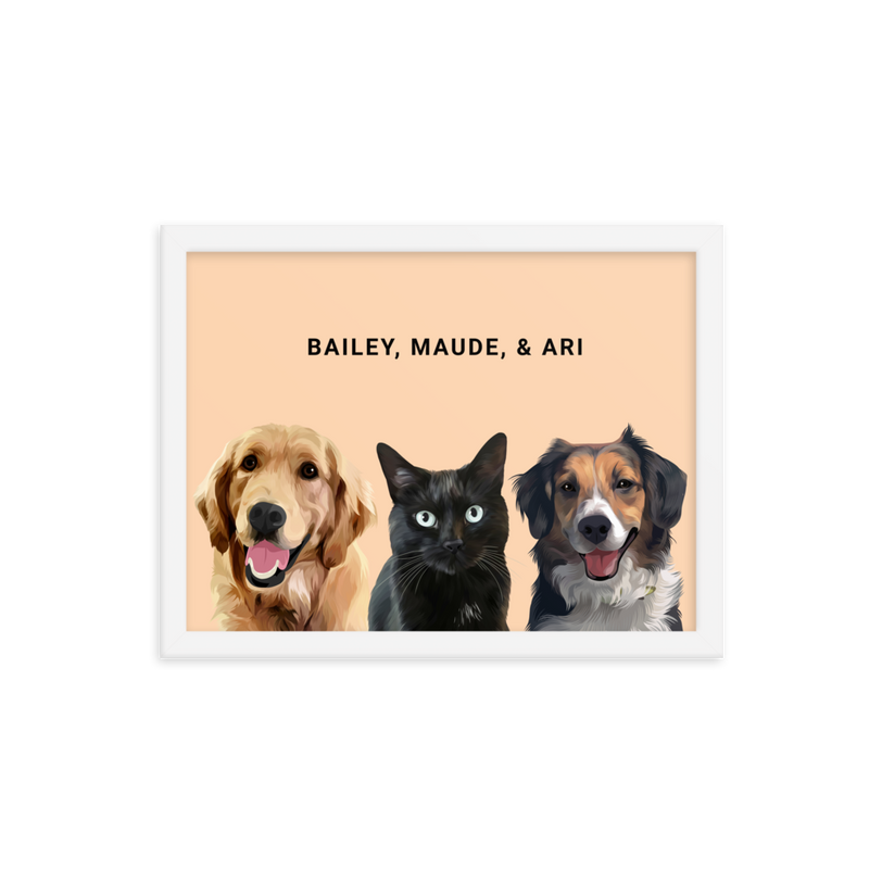 Custom Three Pets Portrait