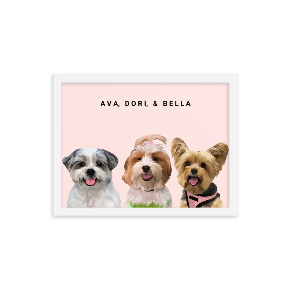Custom Three Pets Portrait