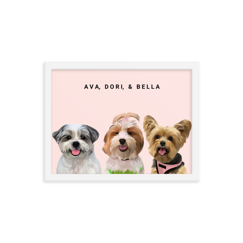 Custom Three Pets Portrait