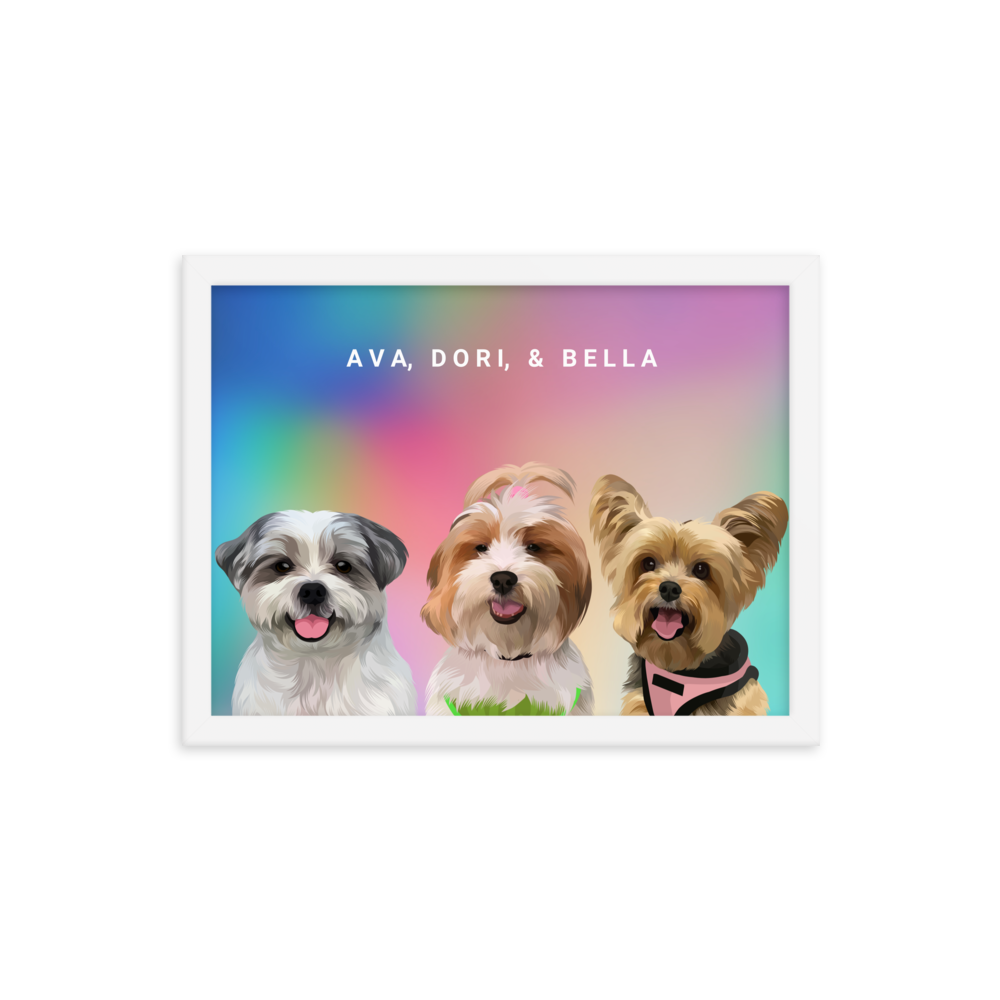 Custom Three Pets Portrait