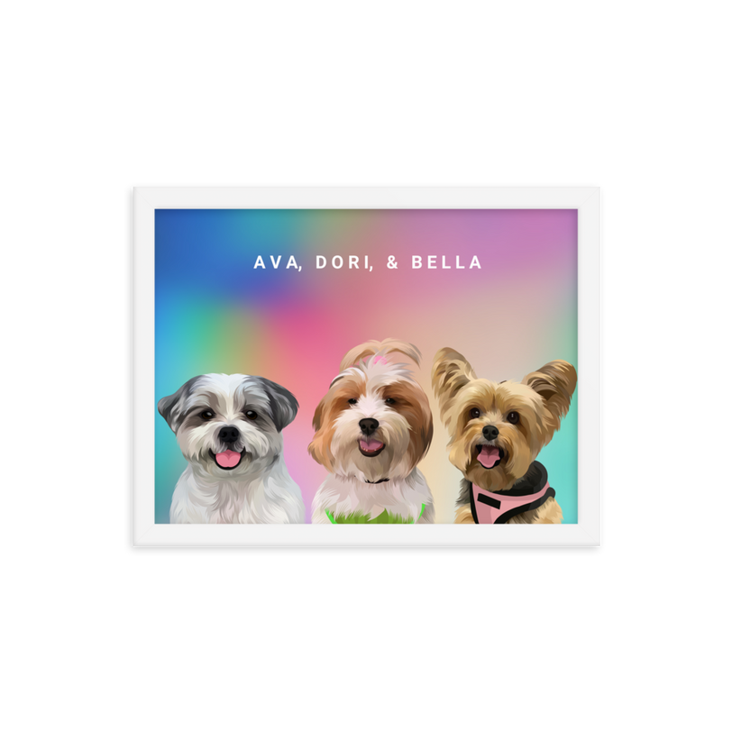 Custom Three Pets Portrait