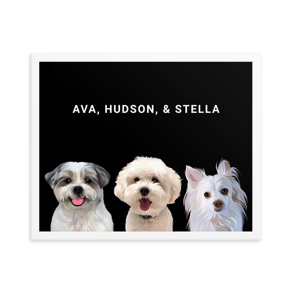Custom Three Pets Portrait