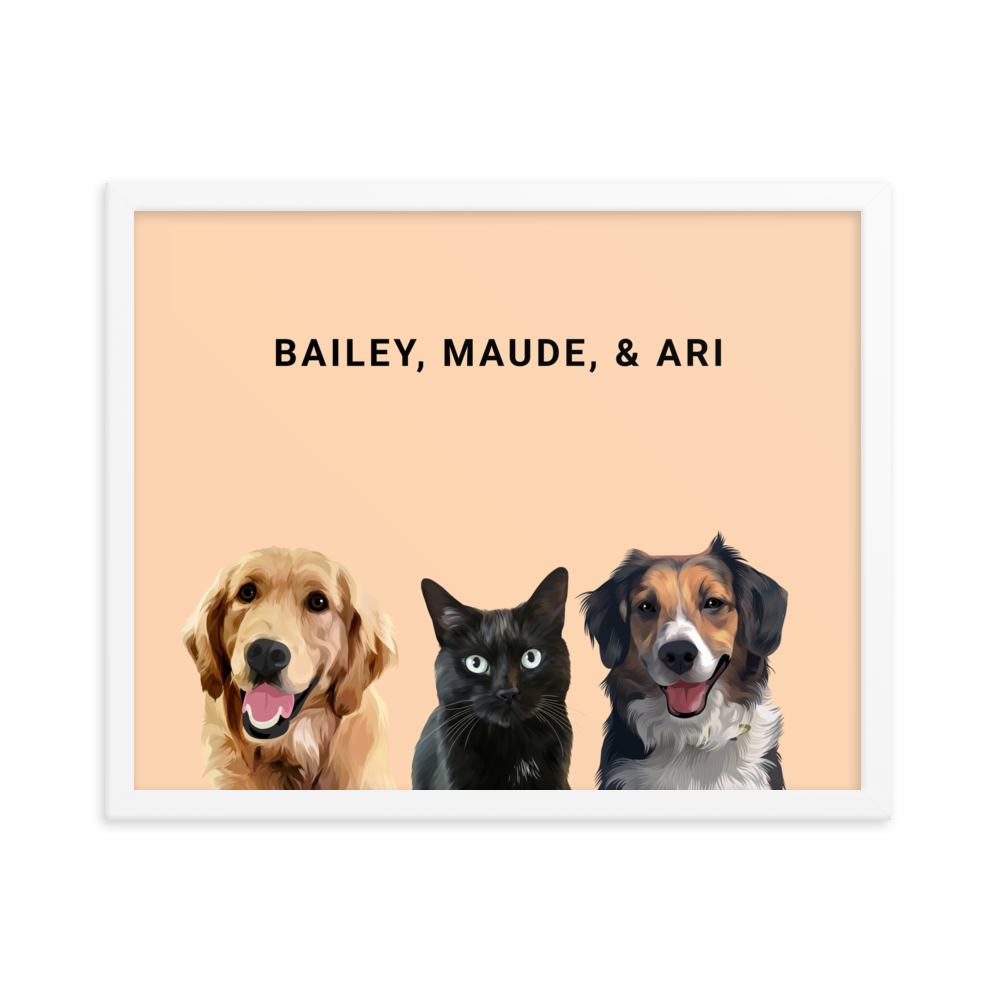 Custom Three Pets Portrait