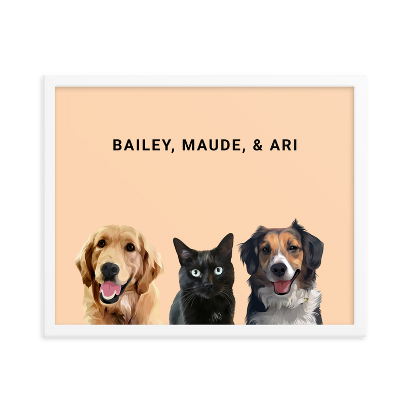Custom Three Pets Portrait