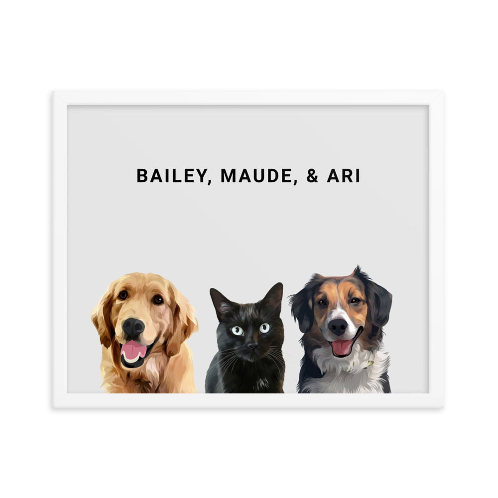 Custom Three Pets Portrait