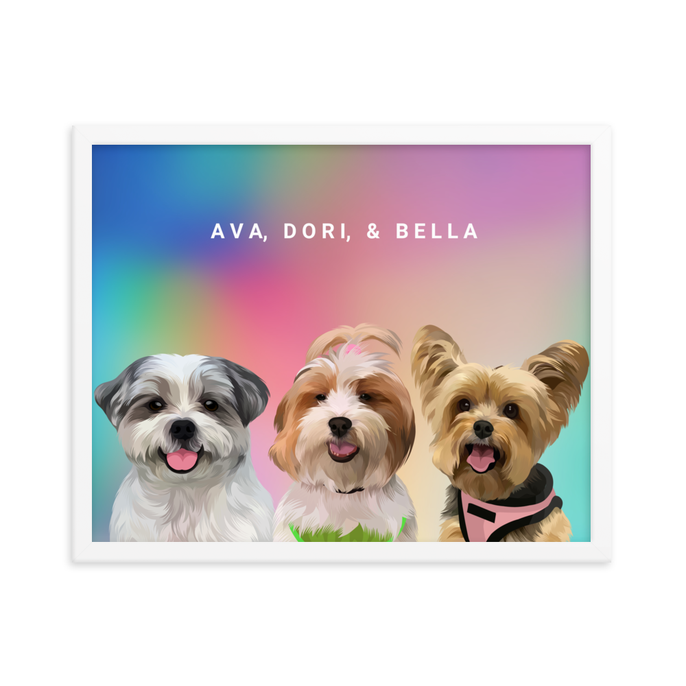 Custom Three Pets Portrait