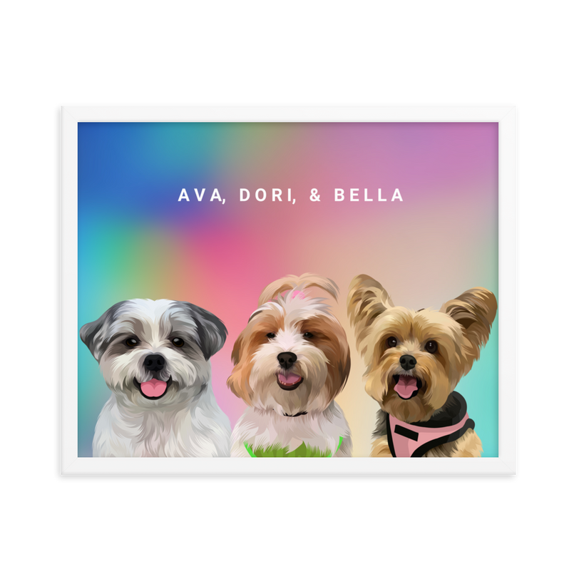 Custom Three Pets Portrait