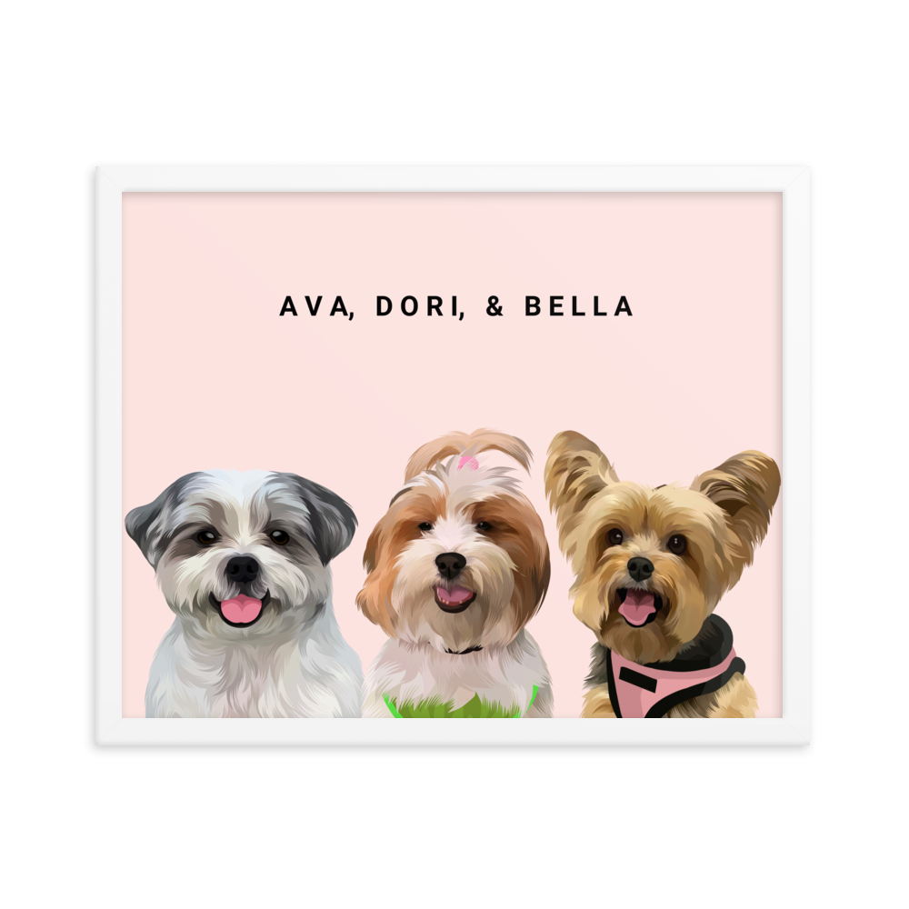 Custom Three Pets Portrait