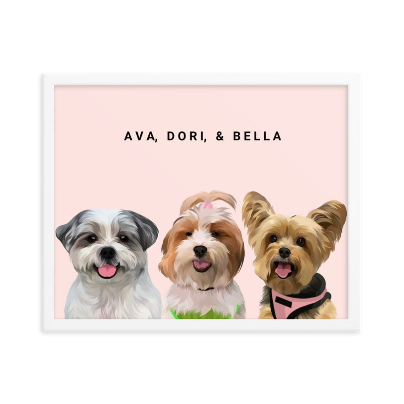 Custom Three Pets Portrait