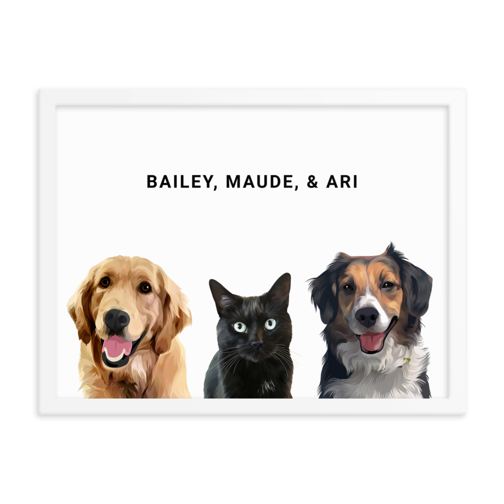 Custom Three Pets Portrait