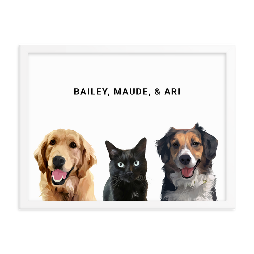 Custom Three Pets Portrait