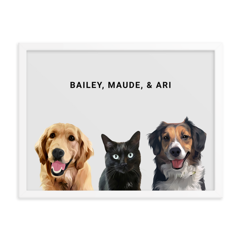 Custom Three Pets Portrait