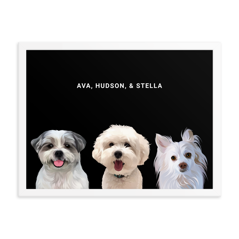 Custom Three Pets Portrait