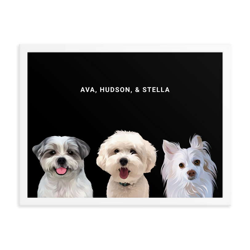 Custom Three Pets Portrait